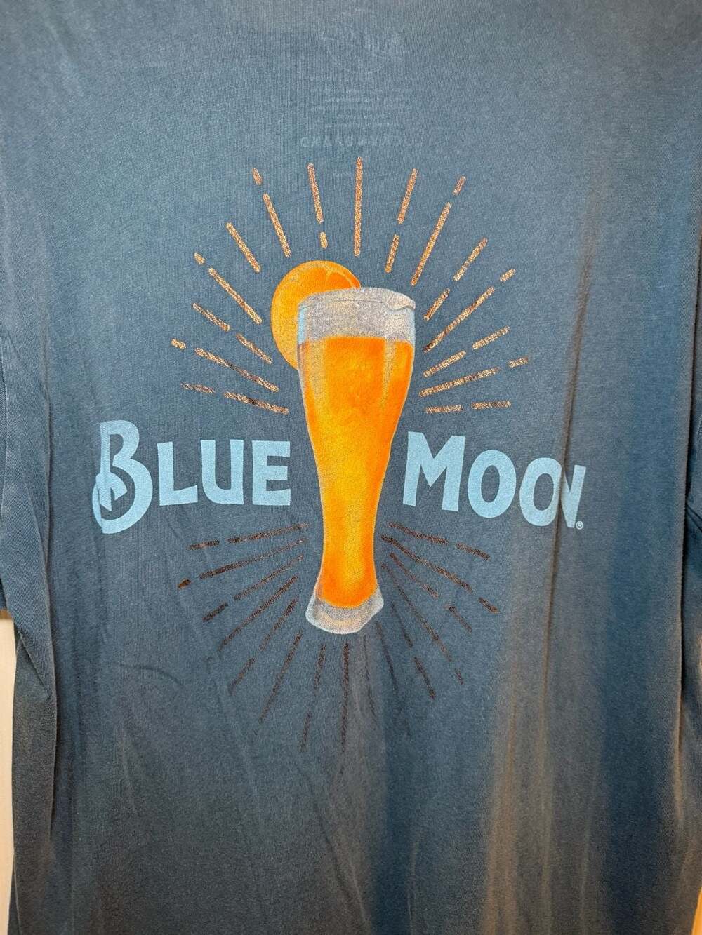 Blue Moon Belgian White Beer Glass and Orange Back Graphic T-Shirt